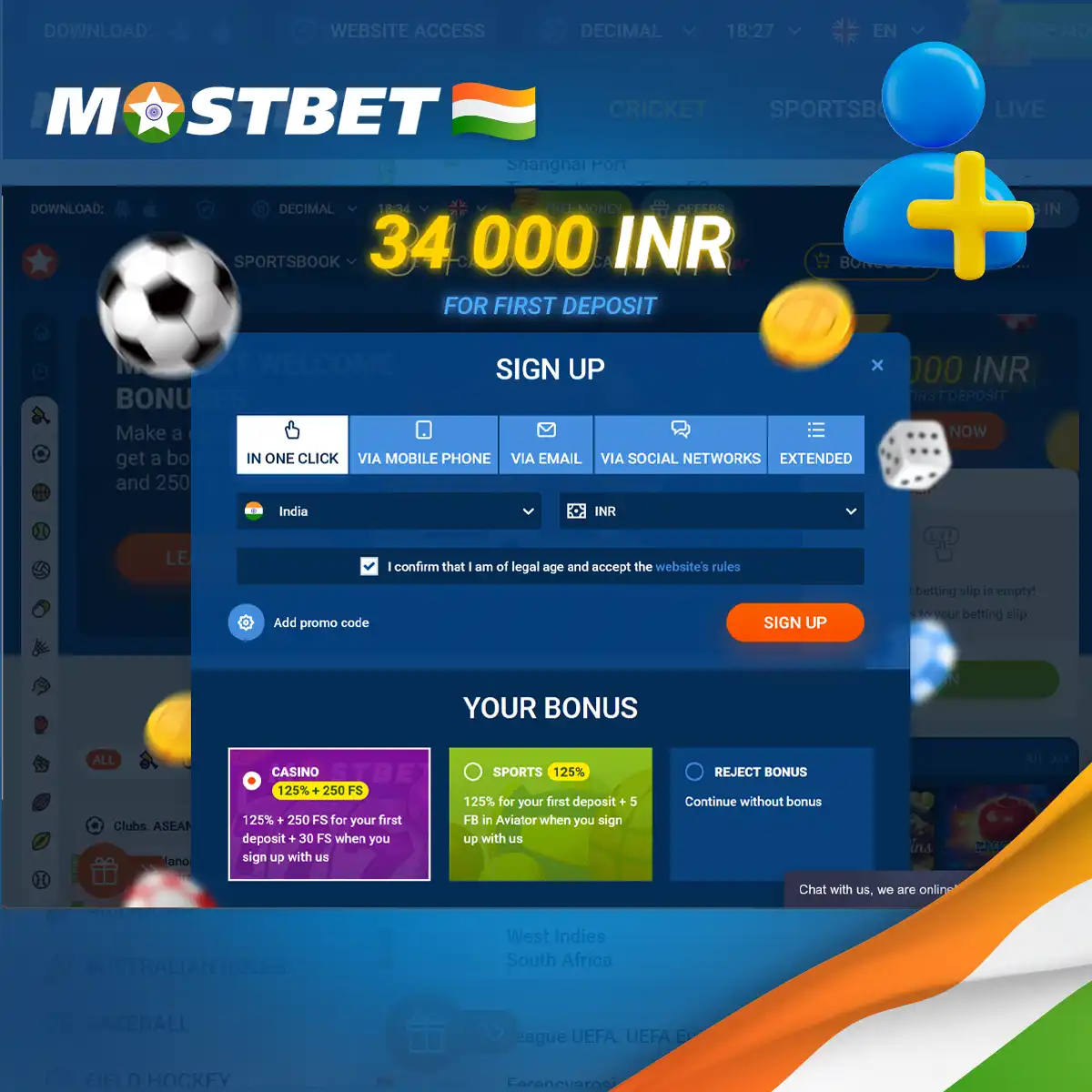 Registration process on the Mostbet platform